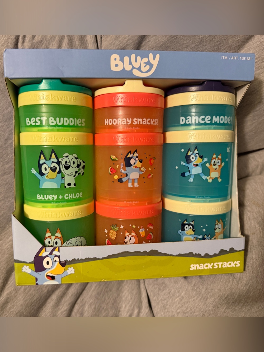 Bluey Wiskware Snack Stacks Kids Snack Containers - Green, Orange, Teal